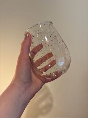 Ban.do Bando Acrylic Stemless Wine Glasses Set of 4 Pink/Red Glitter Confetti